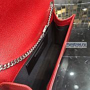 YSL | Kate Medium Chain Bag In Silver/Red Grain Leather - 24 x 14.5 x 5.5cm - 3