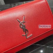 YSL | Kate Medium Chain Bag In Silver/Red Grain Leather - 24 x 14.5 x 5.5cm - 6