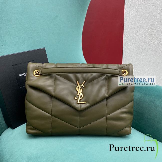 YSL | Puffer Medium Chain Bag In Gold/Olive Quilted Lambskin - 35 x 23 x 13.5cm - 1