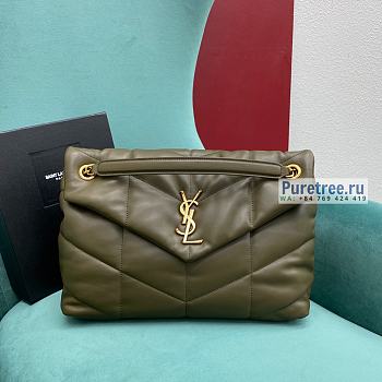 YSL | Puffer Medium Chain Bag In Gold/Olive Quilted Lambskin - 35 x 23 x 13.5cm
