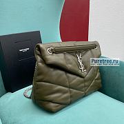 YSL | Puffer Medium Chain Bag In Silver/Olive Quilted Lambskin - 35 x 23 x 13.5cm - 4