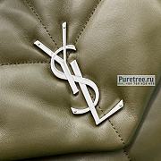 YSL | Puffer Medium Chain Bag In Silver/Olive Quilted Lambskin - 35 x 23 x 13.5cm - 3