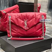 YSL | Puffer Medium Chain Bag In Silver/Red Quilted Lambskin - 35 x 23 x 13.5cm - 1