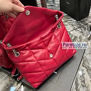 YSL | Puffer Medium Chain Bag In Silver/Red Quilted Lambskin - 35 x 23 x 13.5cm - 3