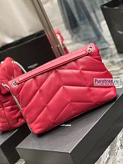 YSL | Puffer Medium Chain Bag In Silver/Red Quilted Lambskin - 35 x 23 x 13.5cm - 4
