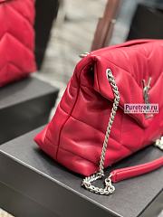 YSL | Puffer Medium Chain Bag In Silver/Red Quilted Lambskin - 35 x 23 x 13.5cm - 5
