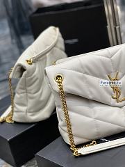 YSL | Puffer Medium Chain Bag In Gold/White Quilted Lambskin 35x23x13.5 cm - 5