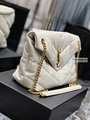 YSL | Puffer Medium Chain Bag In Gold/White Quilted Lambskin 35x23x13.5 cm - 4