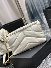 YSL | Puffer Medium Chain Bag In Gold/White Quilted Lambskin 35x23x13.5 cm - 2
