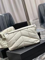 YSL | Puffer Medium Chain Bag In White/White Quilted Lambskin 35x23x13.5 cm - 3