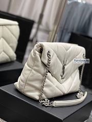 YSL | Puffer Medium Chain Bag In White/White Quilted Lambskin 35x23x13.5 cm - 6