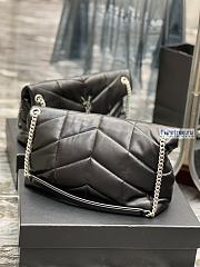 YSL | Puffer Medium Chain Bag In Silver/Black Quilted Lambskin 35x23x13.5 cm - 3