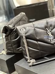 YSL | Puffer Medium Chain Bag In Silver/Black Quilted Lambskin 35x23x13.5 cm - 5