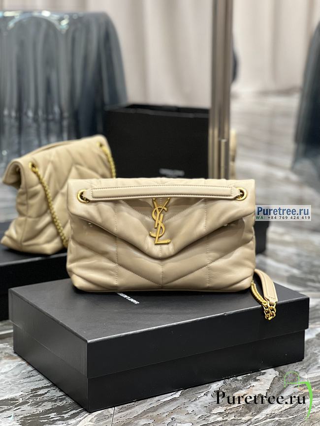 YSL | Puffer Small Chain Bag In Beige Quilted Lambskin 29x17x11 cm - 1