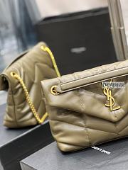 YSL | Puffer Small Chain Bag In Olive Quilted Lambskin 29x17x11 cm - 5