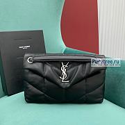 YSL | Puffer Small Chain Bag In Silver/Black Quilted Lambskin 29x17x11 cm - 1
