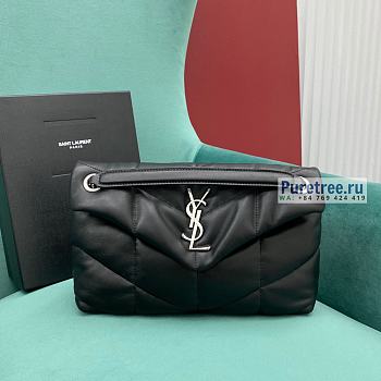YSL | Puffer Small Chain Bag In Silver/Black Quilted Lambskin 29x17x11 cm