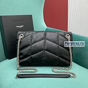 YSL | Puffer Small Chain Bag In Silver/Black Quilted Lambskin 29x17x11 cm - 6