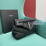 YSL | Puffer Small Chain Bag In Silver/Black Quilted Lambskin 29x17x11 cm - 4