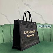 YSL | Rive Gauche Large Tote Bag In Black Embroidered Raffia And Leather - 48 x 36 x 16cm - 5