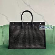 YSL | Rive Gauche Large Tote Bag In Black Embroidered Raffia And Leather - 48 x 36 x 16cm - 6