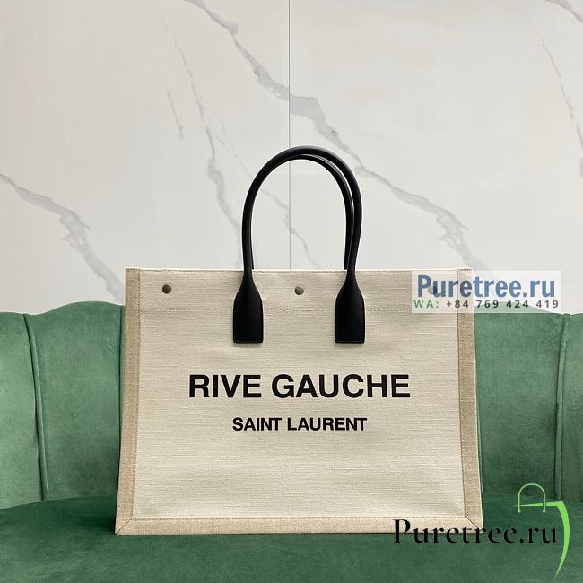 YSL | Rive Gauche Large Tote Bag In Printed Canvas And Leather - 48 x 36 x 16cm - 1