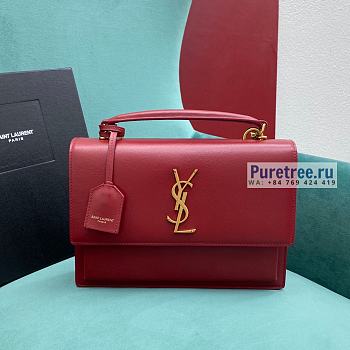 YSL | Sunset Medium Top Handle In Red Smooth Leather - 25 x 18 x 5cm