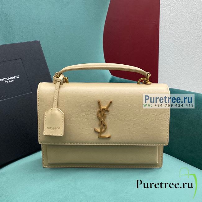 YSL | Sunset Medium Top Handle In Beige Smooth Leather - 25 x 18 x 5cm - 1