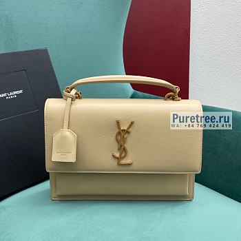 YSL | Sunset Medium Top Handle In Beige Smooth Leather - 25 x 18 x 5cm