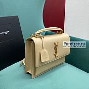 YSL | Sunset Medium Top Handle In Beige Smooth Leather - 25 x 18 x 5cm - 4