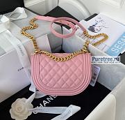 CHANEL | Small Boy Messenger Bag Pink Grained Calfskin AS3350 - 12.5 x 18 x 6cm - 2