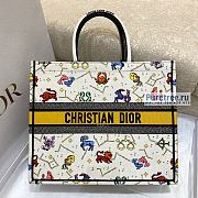 DIOR | Large Book Tote Latte Multicolor Pixel Zodiac Embroidery - 42cm - 1