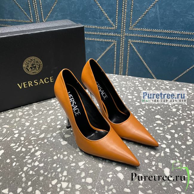 VERSACE | Pin-point Pumps Brown Leather - 10cm - 1