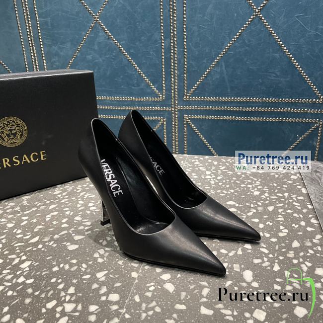 VERSACE | Pin-point Pumps Black Leather - 10cm - 1