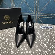 VERSACE | Pin-point Pumps Black Leather - 10cm - 4