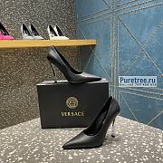 VERSACE | Pin-point Pumps Black Leather - 10cm - 3