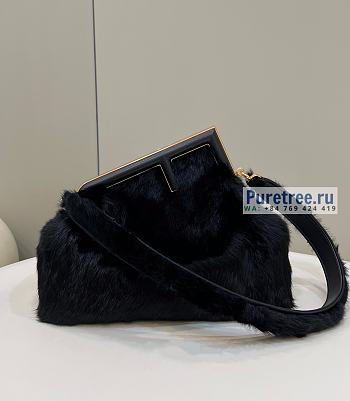 FENDI | First Medium Black Mink Bag - 32.5 x 15 x 23.5cm