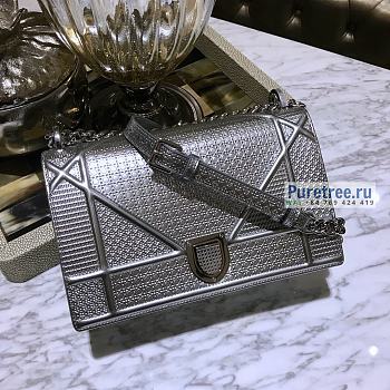 DIOR | Medium Diorama Silver Metallic Calfskin - 25 x 8 x 15.5cm