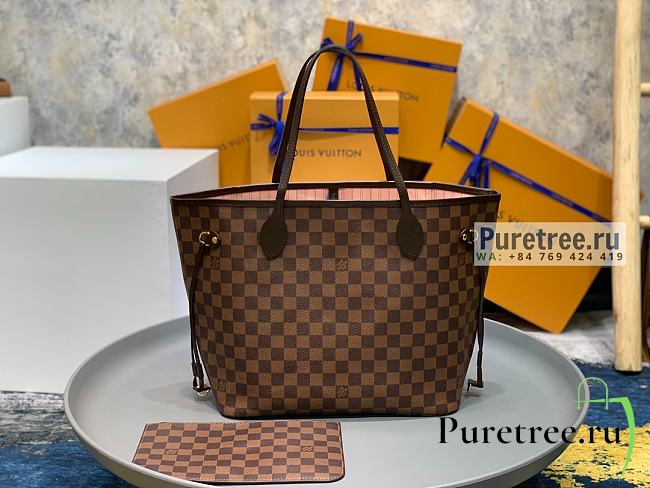 Louis Vuitton | Neverfull MM Damier Ebene Rose Ballerine - 31 x 28 x 14cm - 1