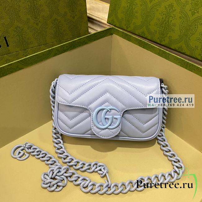 GUCCI | GG Marmont Belt Bag Blue Leather - 16.5 x 5 x 10cm - 1