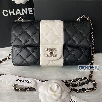 CHANEL | Classic Flap Bag Black & White Lambskin - 20cm