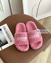 BALENCIAGA | Pink Furry Slide Sandal - 2