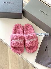 BALENCIAGA | Pink Furry Slide Sandal - 4