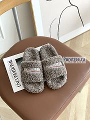 BALENCIAGA | Gray Furry Slide Sandal - 6