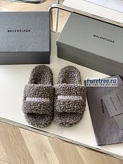 BALENCIAGA | Gray Furry Slide Sandal - 4