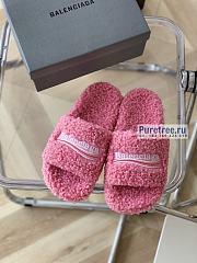 BALENCIAGA | Pink Furry Slide Sandal - 6