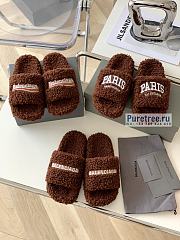 BALENCIAGA | Brown Furry Slide Sandal - 1