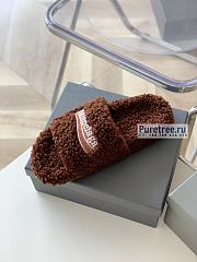 BALENCIAGA | Brown Furry Slide Sandal - 3