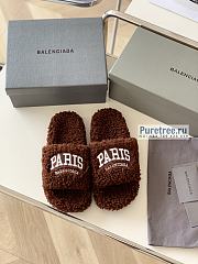 BALENCIAGA | Brown Furry Slide Sandal - 4