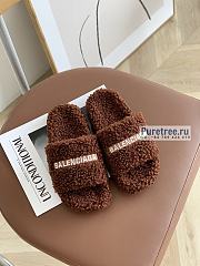 BALENCIAGA | Brown Furry Slide Sandal - 6